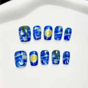 10pc Starry Night Short Ballet Press on Nails NIB